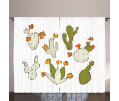 Doodle Cacti Flora Curtain