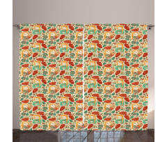 Girls Cats and Birds Curtain