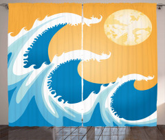 Huge Sea Waves Summer Curtain