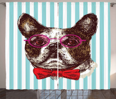 Pop Art Bulldog Sketch Curtain