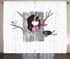 Girl in Hollow with Heart Curtain