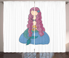 Girl Pink Hair Curtain