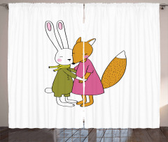 Fox and Hare Hugging Curtain