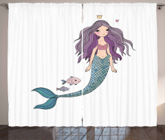 Cartoon Mermaid Princess Curtain