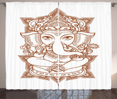 Asian Figure Symbol Boho Curtain