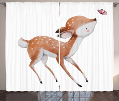 Young Deer and Butterfly Curtain