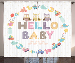 Hello Baby Owls Curtain