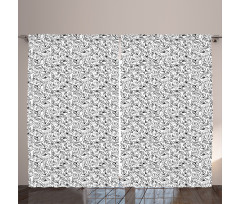 Hand Drawn Flowers Garden Curtain