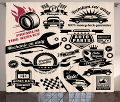 Car Repair Shop Logos Curtain