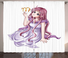 Manga Style Girl Curtain