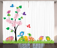 Spring Illustration Curtain