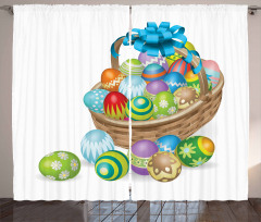 Basket of Colorful Eggs Curtain