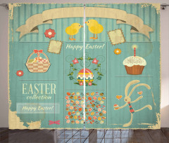 Eggs Cupcake and Basket Curtain