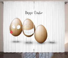 Funny Doodle Style Eggs Curtain