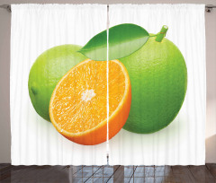 Lime Orange Design Curtain