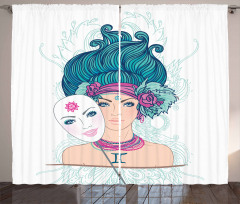 Young Lady Mask Curtain