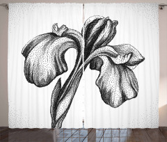 Dotwork Style Lily Bloom Curtain