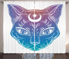 Cat Head Moon and Star Curtain