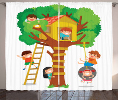 Boys Girl in a Tree House Curtain