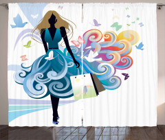 Shopping Woman Art Curtain