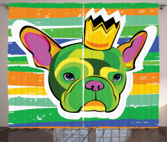 Crowned Dog Colorful Curtain