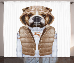 Puppy in a down Vest Curtain