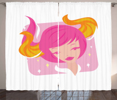 Pink Haired Woman Curtain
