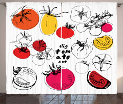 Vivid Sketched Tomatoes Curtain