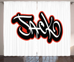 Graffiti Font Male Name Curtain