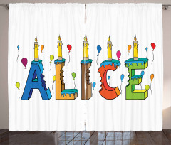 Colorful Girl Name Design Curtain