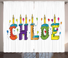 Cheerful Lettering Design Curtain