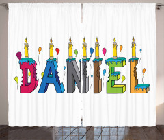 Grooving Male Name Cake Curtain