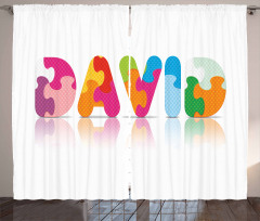 Colorful Puzzle Style Letters Curtain