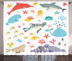 Colorful Ocean Animals Curtain