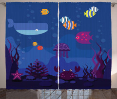 Aquarium Fish Whale Curtain