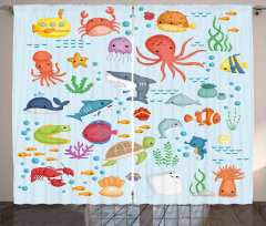 Sea Animals Submarine Curtain