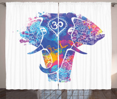 Elephant Paint Smears Curtain