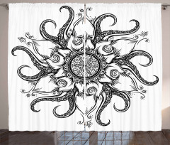 Nautical Mandala Art Curtain