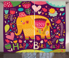 Doodle Birthday Animal Curtain