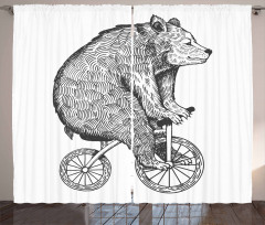 Funny Circus Bear Art Curtain