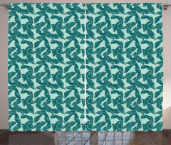 Abstract Palm Leaves Curtain