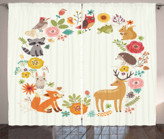 Cartoon Wildlife Pattern Curtain