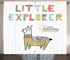 Colorful Llama Explorer Curtain