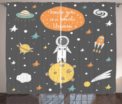 Doodle Astronaut Curtain