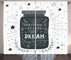 Saying on Jar with Stars Curtain