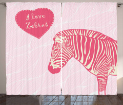 I Love Zebras Words Curtain