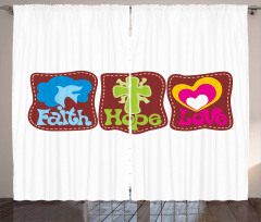 Retro Hearts and Doves Curtain