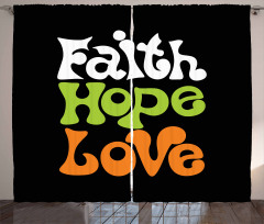 Vintage Faith Love Words Curtain