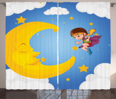 Cartoon Girl Flying Curtain