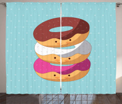 Kawaii Cartoon Donuts Curtain